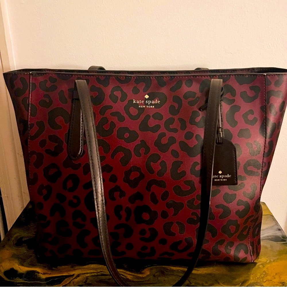 Kate Spade Burgundy Shore Leopard Magenta Tote